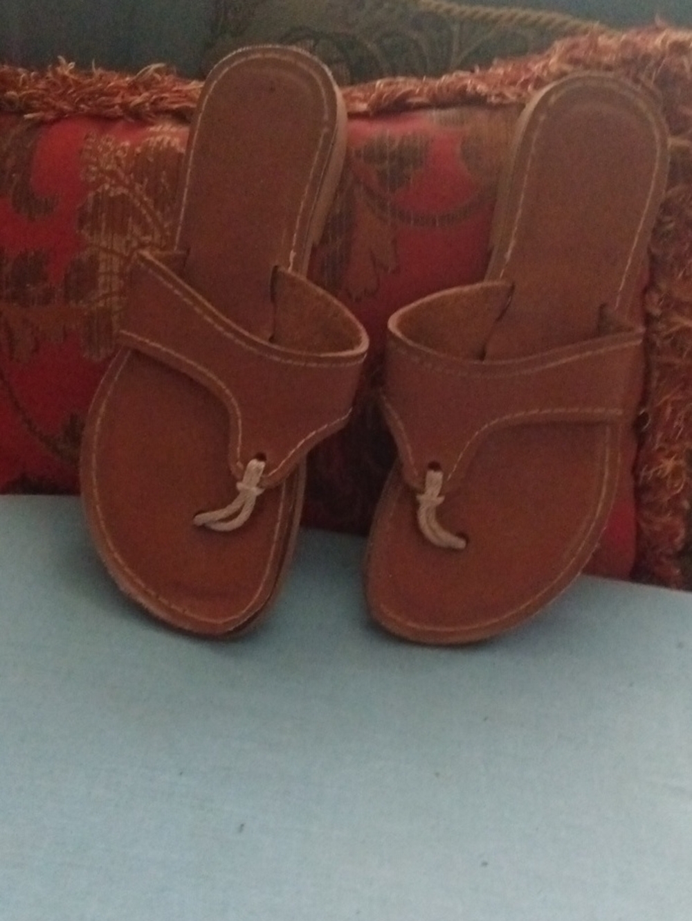 Brown Leather Slide Sandals